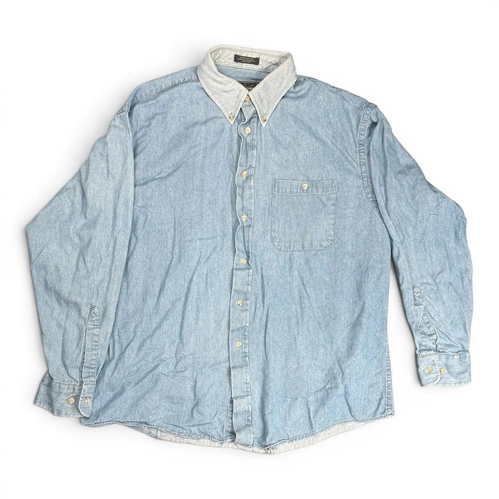 The Arrow Company Pastime Denim Button Down Shirt Size 17 34/35 The Arrow Company