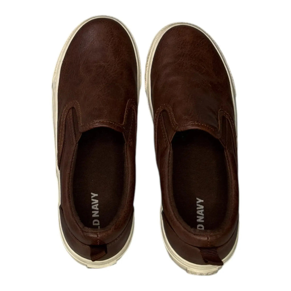Old Navy Boys Faux-Leather Brown Slip-On Sneakers Old Navy