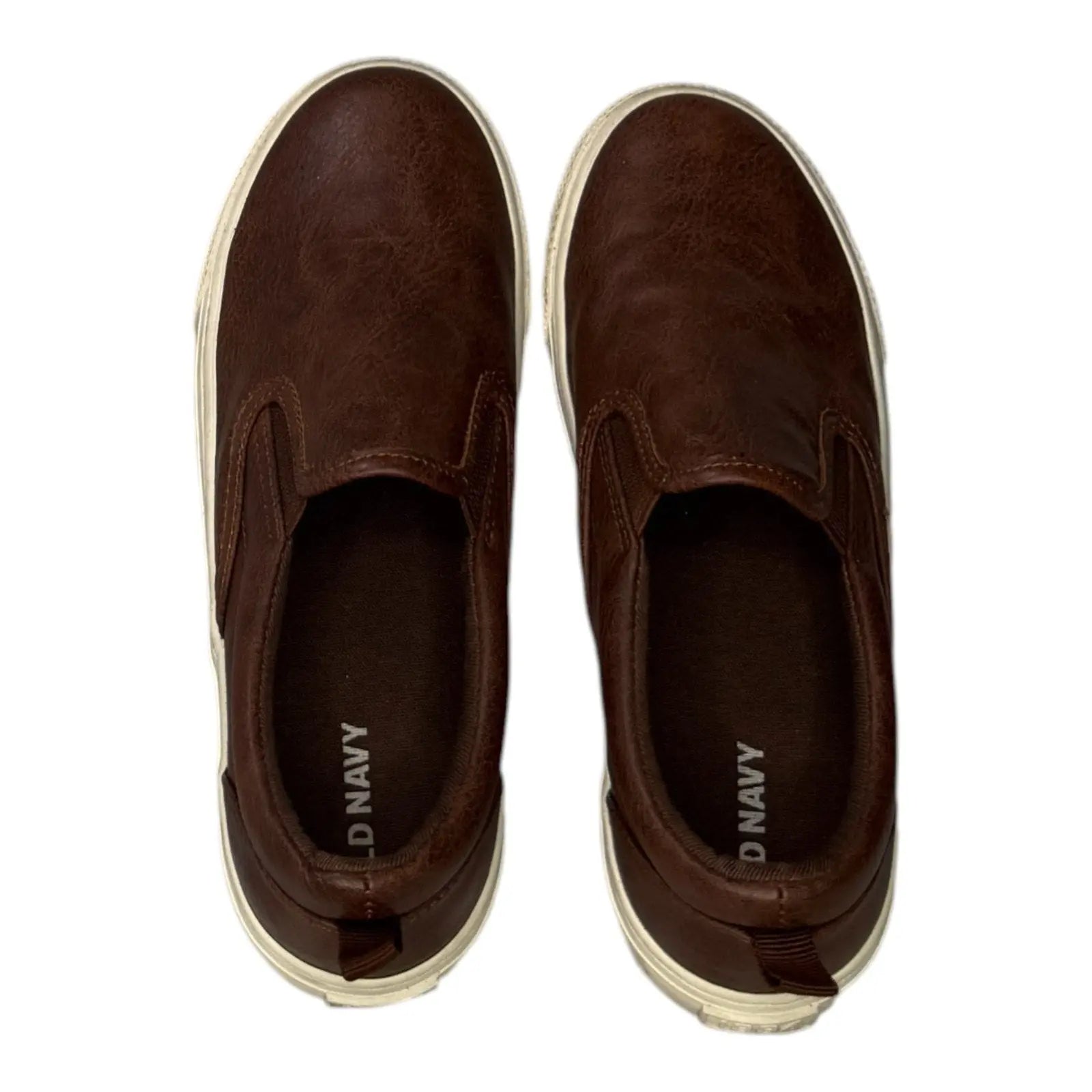 Old Navy Boys Faux-Leather Brown Slip-On Sneakers Old Navy
