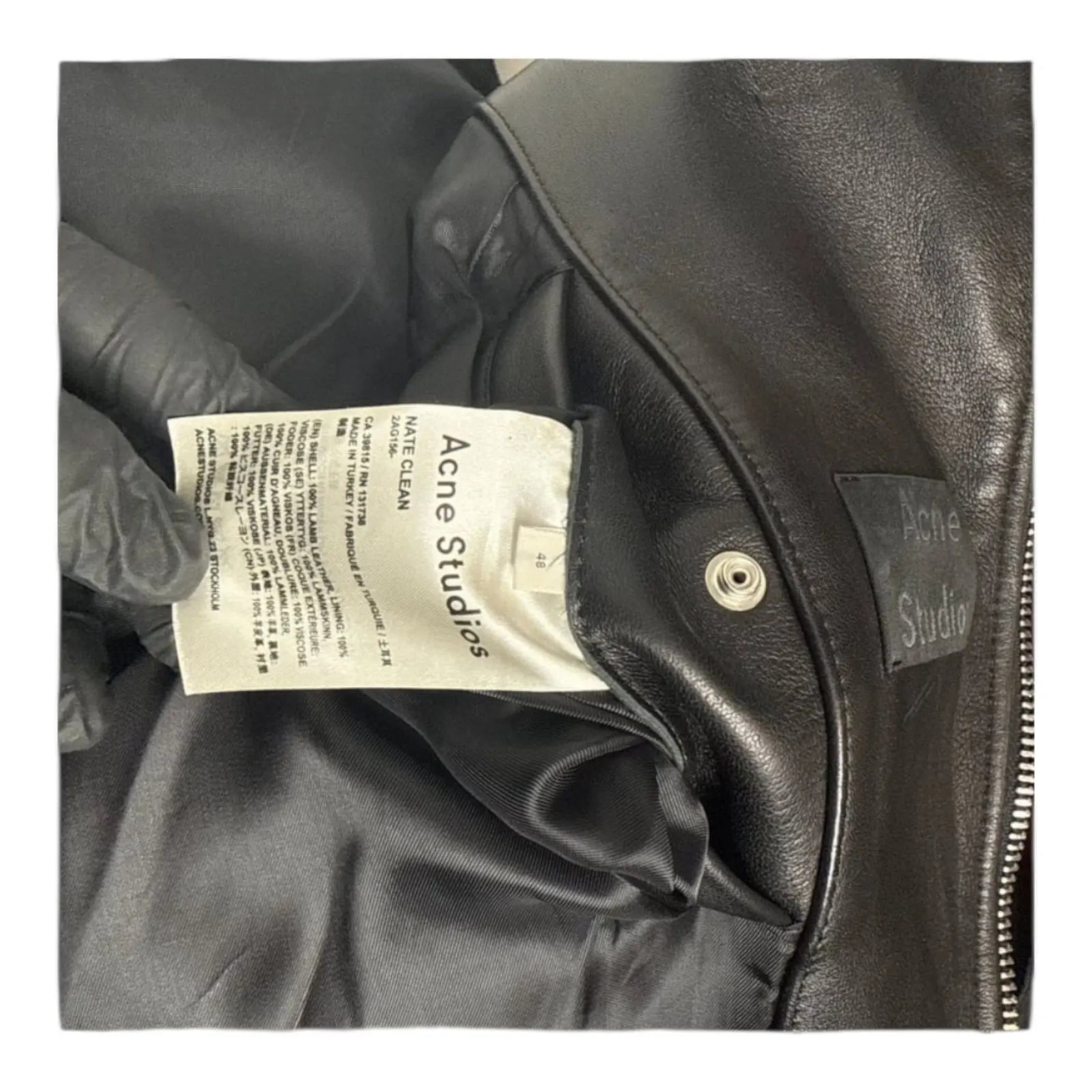 Acne Studios Nate Clean Leather Moto Biker Jacket Black Acne Studios