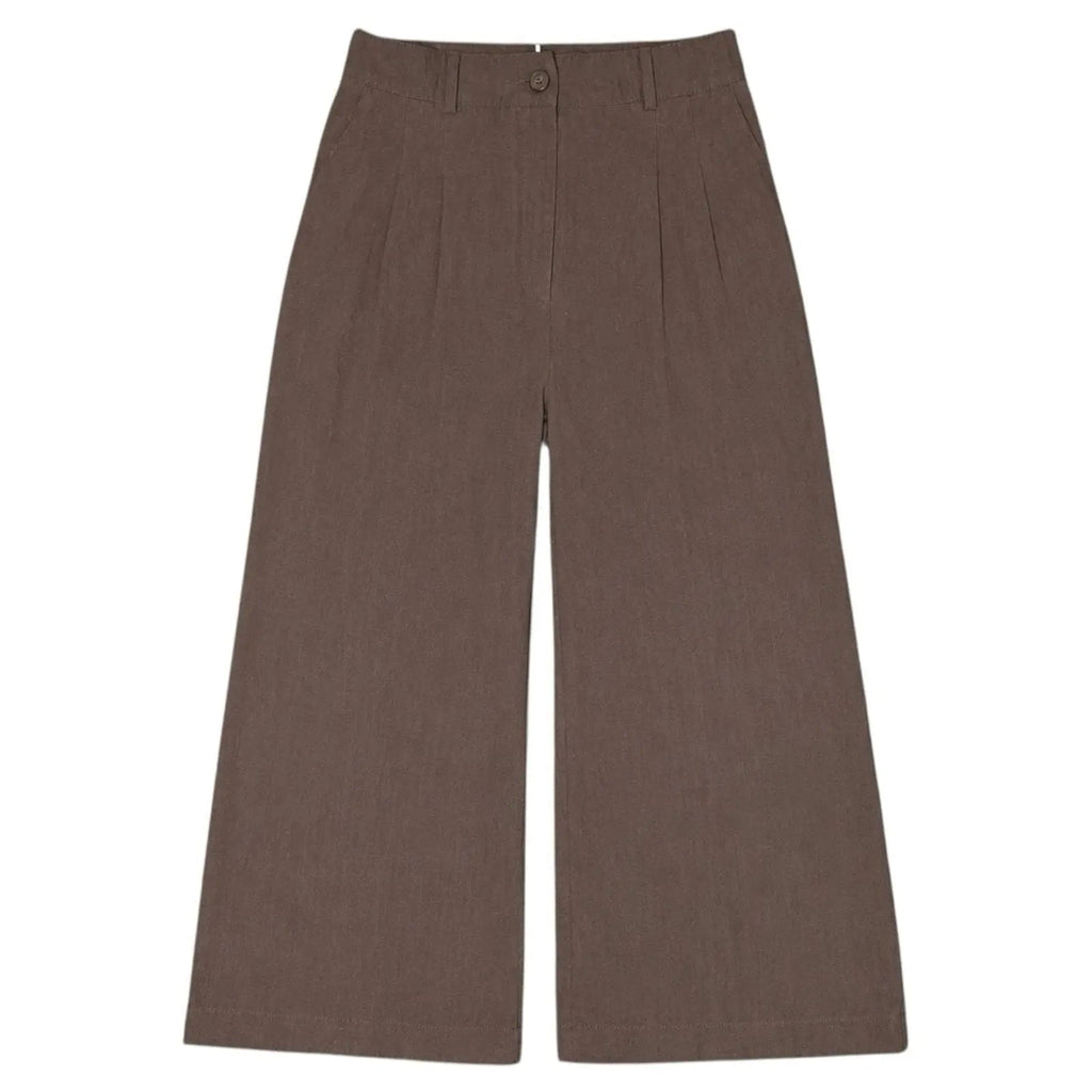 Zara Brown Wide Leg Pleated Trousers Size M Zara