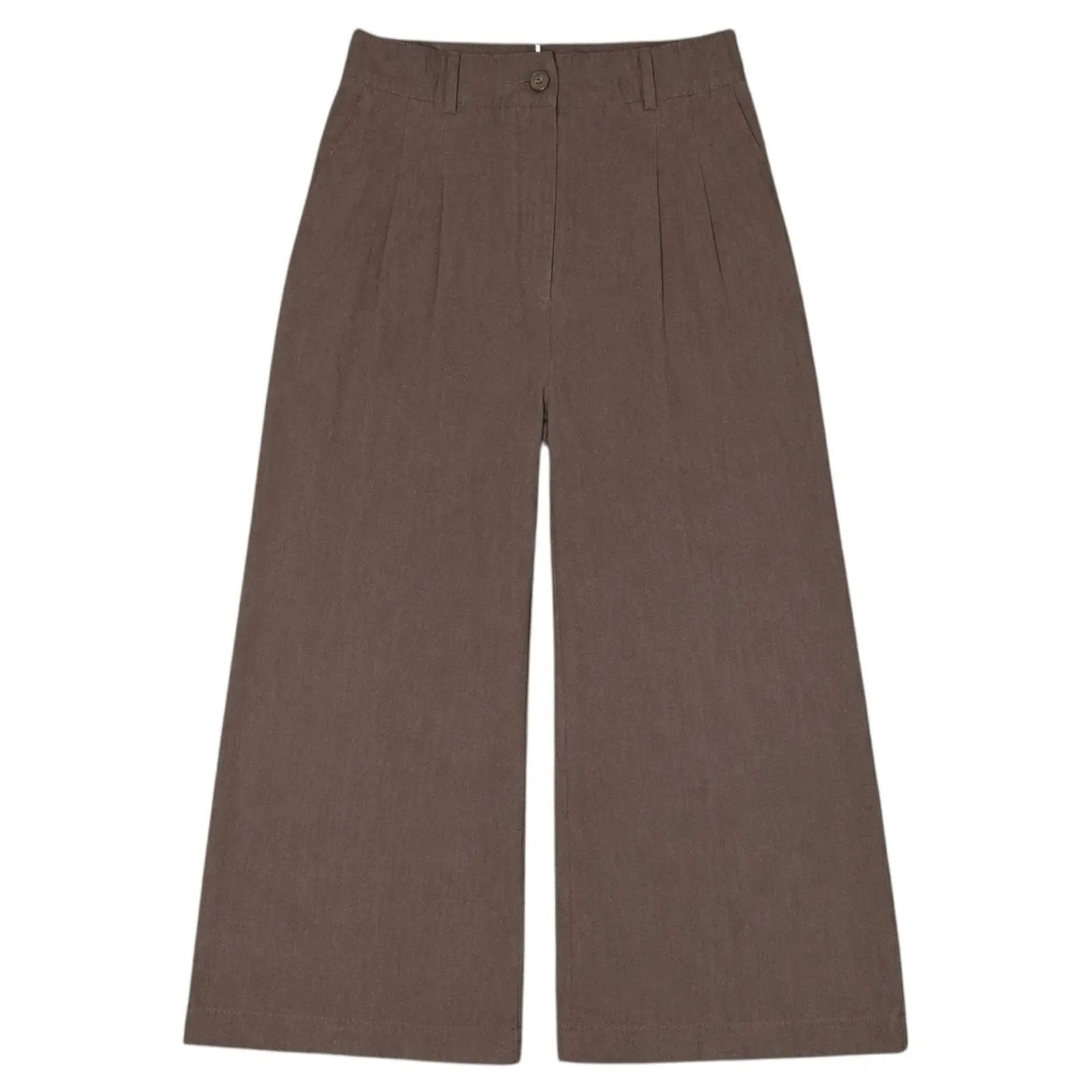 Zara Brown Wide Leg Pleated Trousers Size M Zara