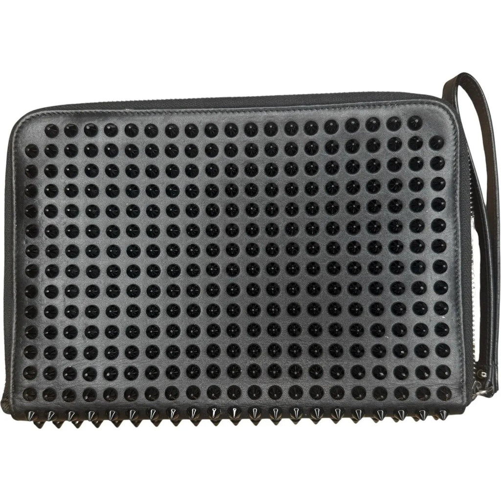 Christian Louboutin Black Spiked Leather Tablet Case Clutch Christian Louboutin