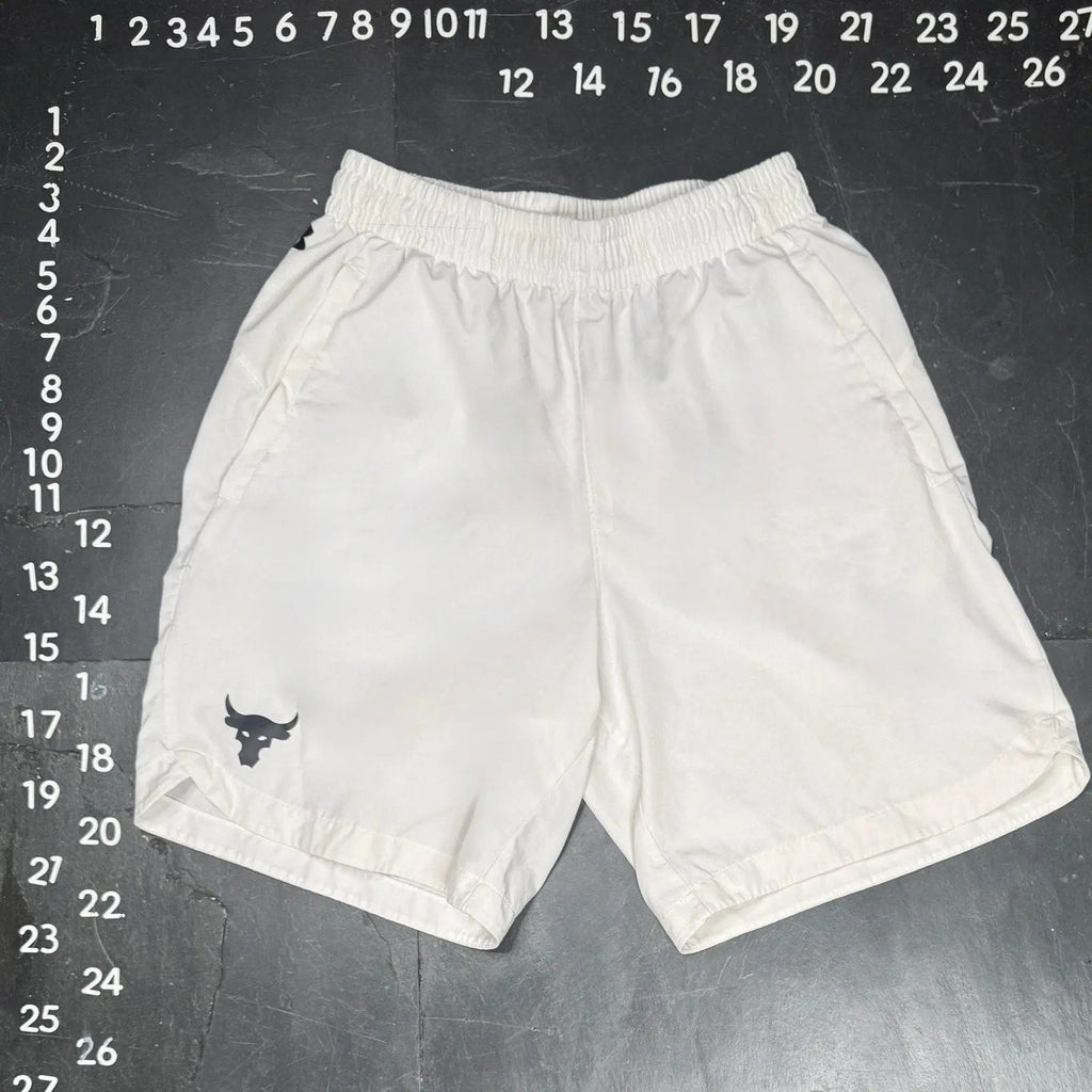 Under Armour Project Rock Brahma Bull Training Shorts White Size Medium Under Armour