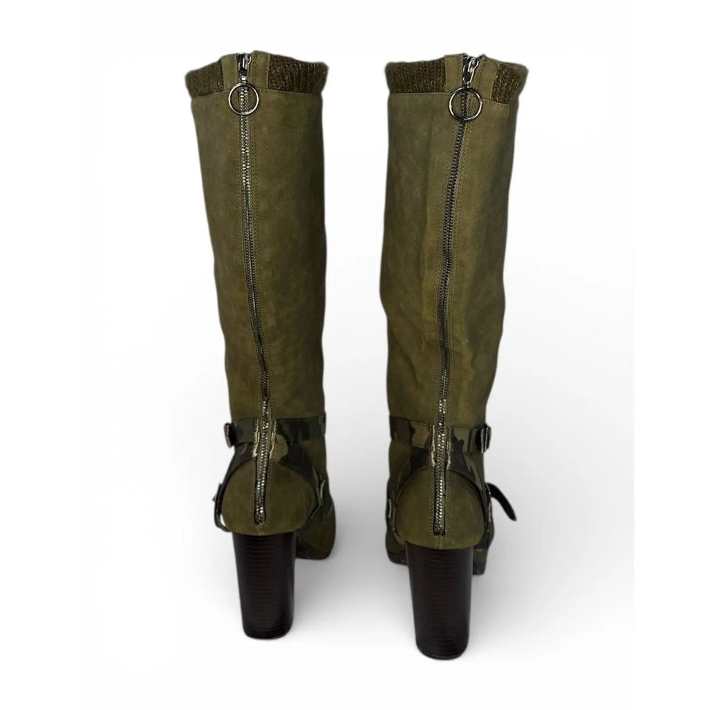 Suede Knee High Boots Green for Women for sale Unbranded