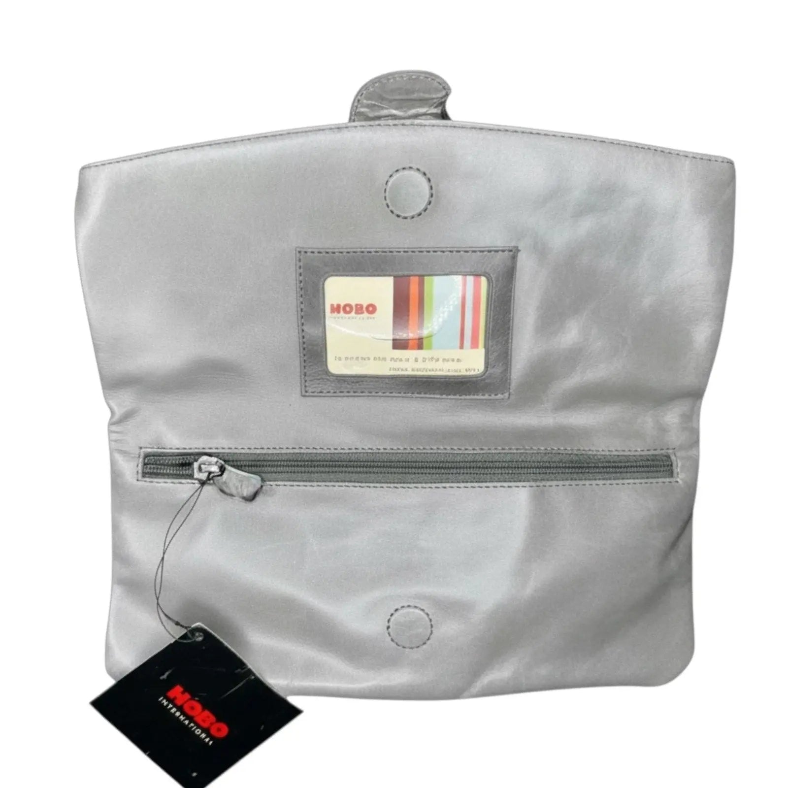 Hobo Silver Metallic Leather Folding Clutch Hobo International