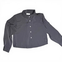 Jon & Anna Contemporary Grey Silky Cropped Long Sleeve Button Down Shirt Jon & Anna Contemporary