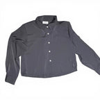 Jon & Anna Contemporary Grey Silky Cropped Long Sleeve Button Down Shirt Jon & Anna Contemporary