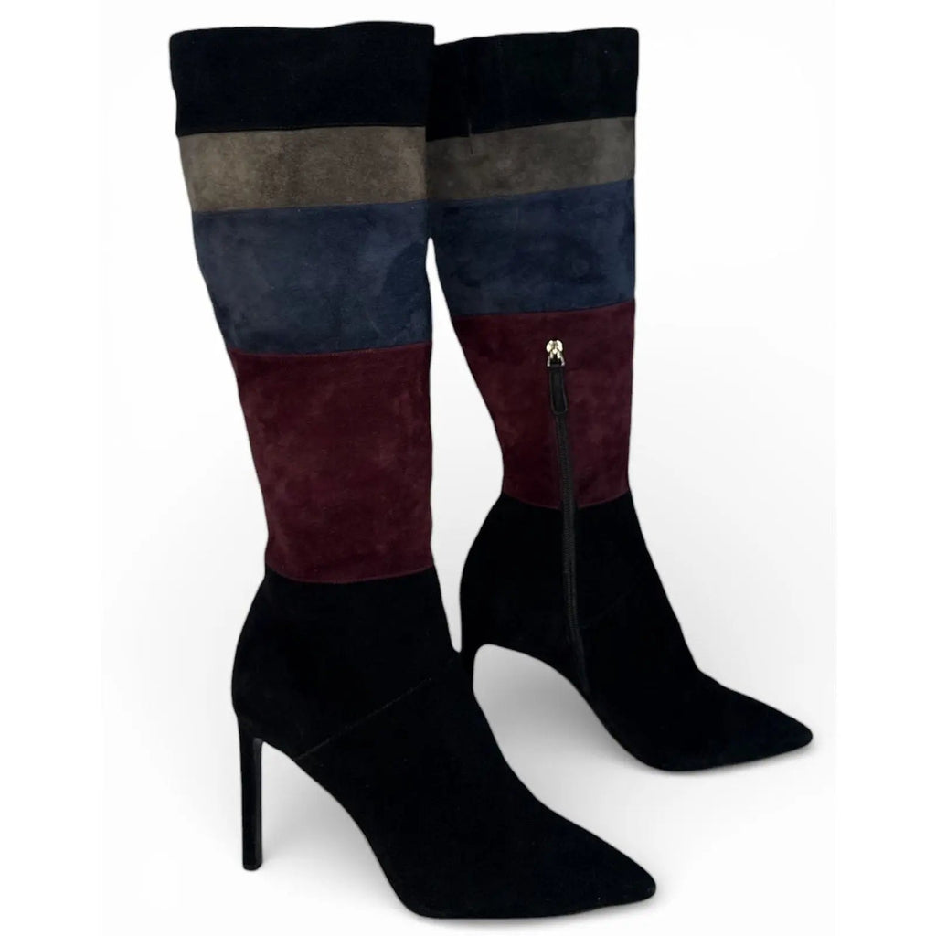 Nine West Toprank Colorblock Suede Stiletto Knee High Boots Nine West