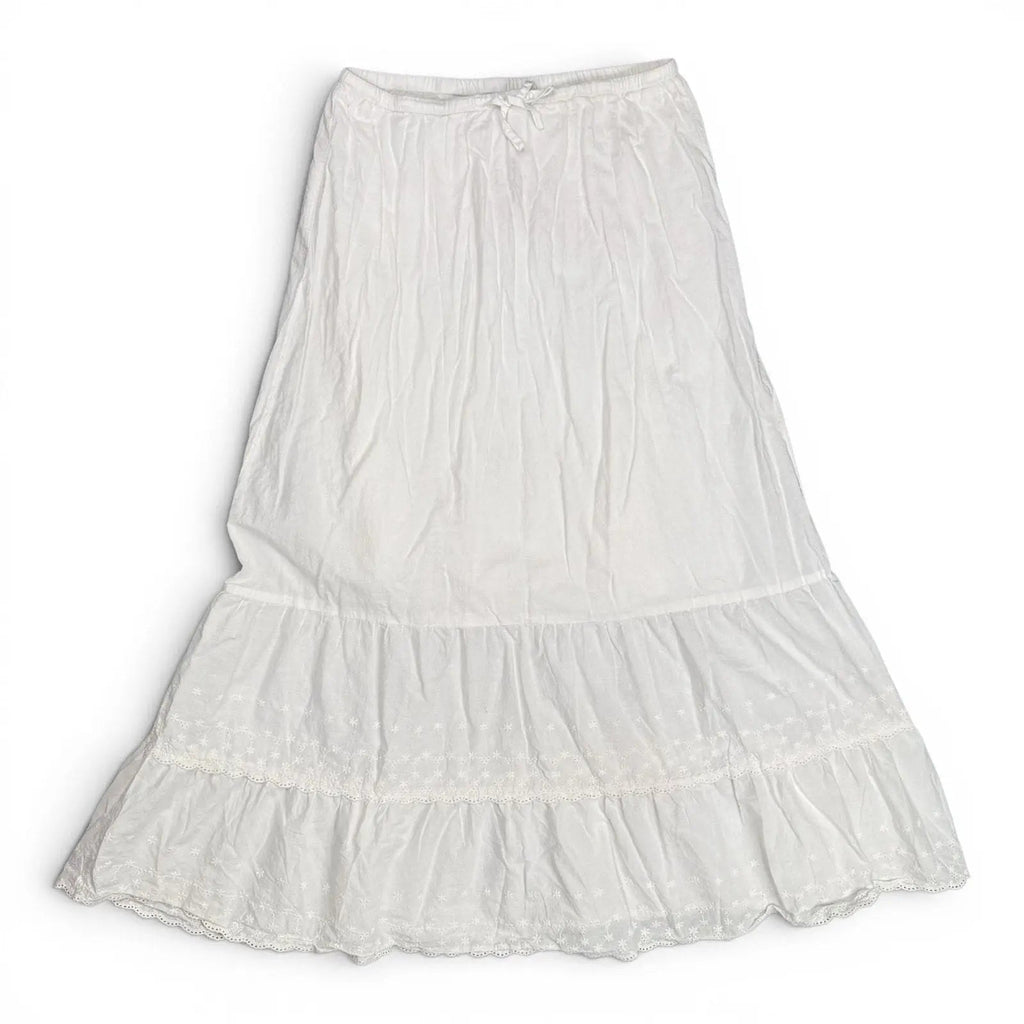 Brandy Melville White Izzy Tiered Eyelet Maxi Skirt One Size Brandy Melville