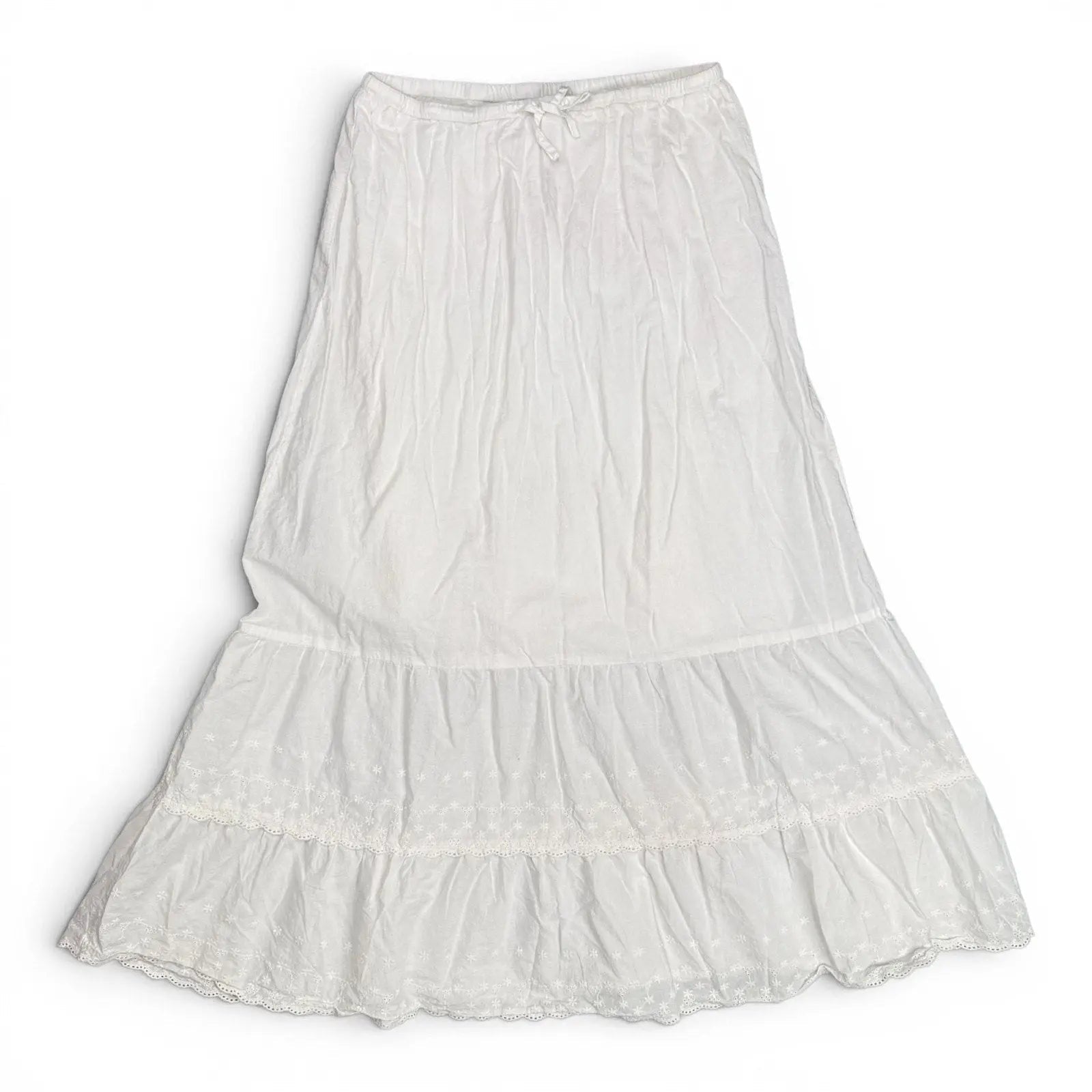 Brandy Melville White Izzy Tiered Eyelet Maxi Skirt One Size Brandy Melville
