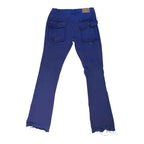 VALABASAS Royal Blue Distressed Multi-Pocket Flare Stacked Cargo Jeans VALABASAS