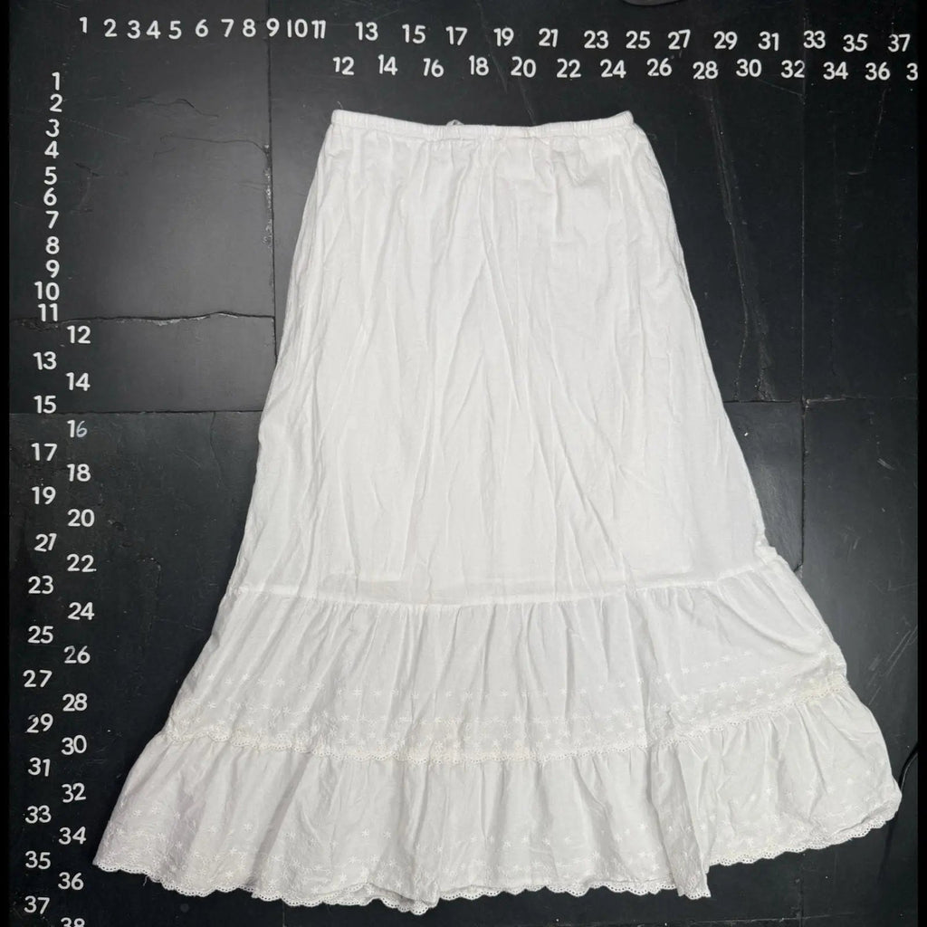 Brandy Melville White Izzy Tiered Eyelet Maxi Skirt One Size Brandy Melville