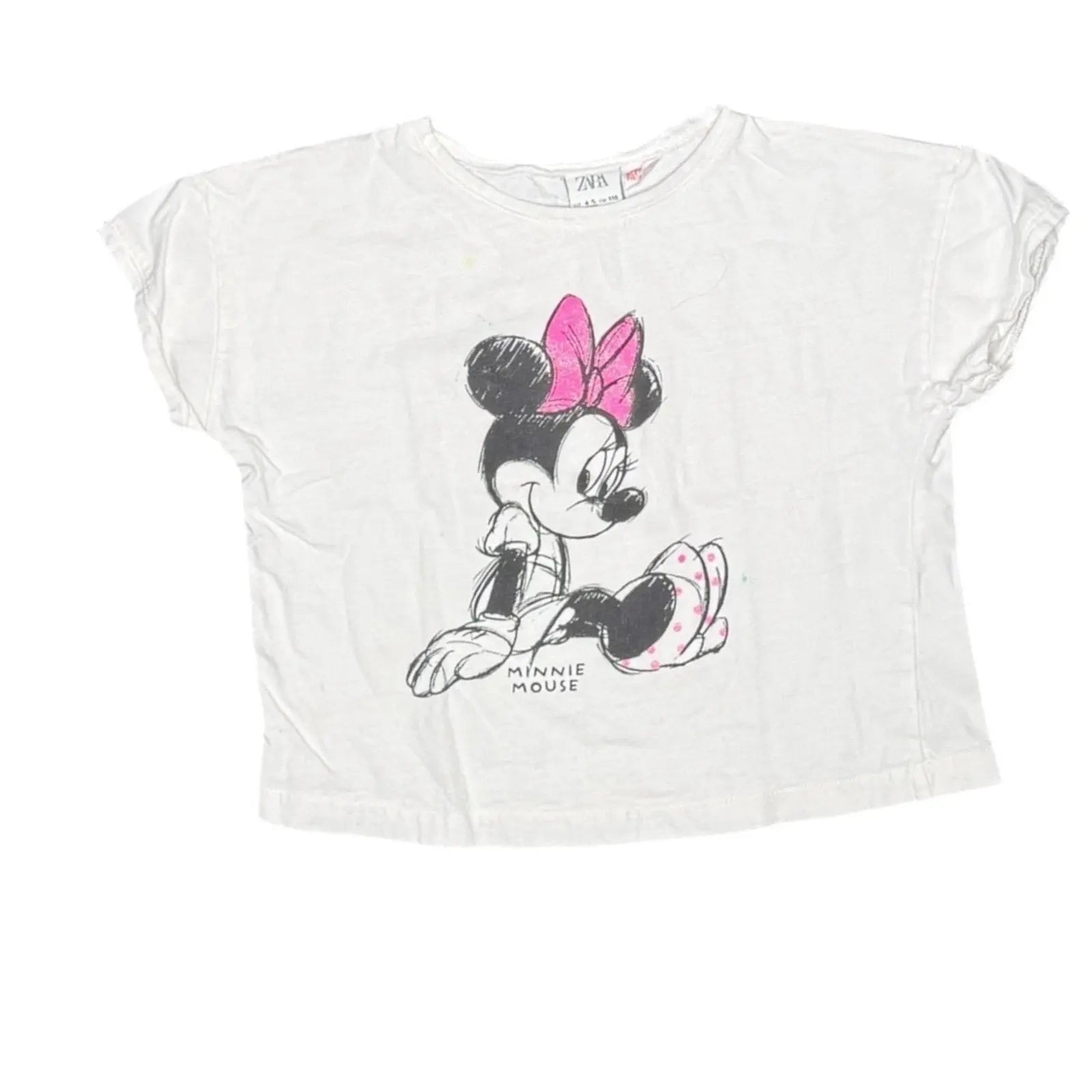 ZARA Girls Disney Minnie Mouse Sketch Graphic T-Shirt ZARA