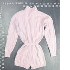 Fashion Nova Sweetest Memories Cable Knit Romper Pink Size L Fashion Nova