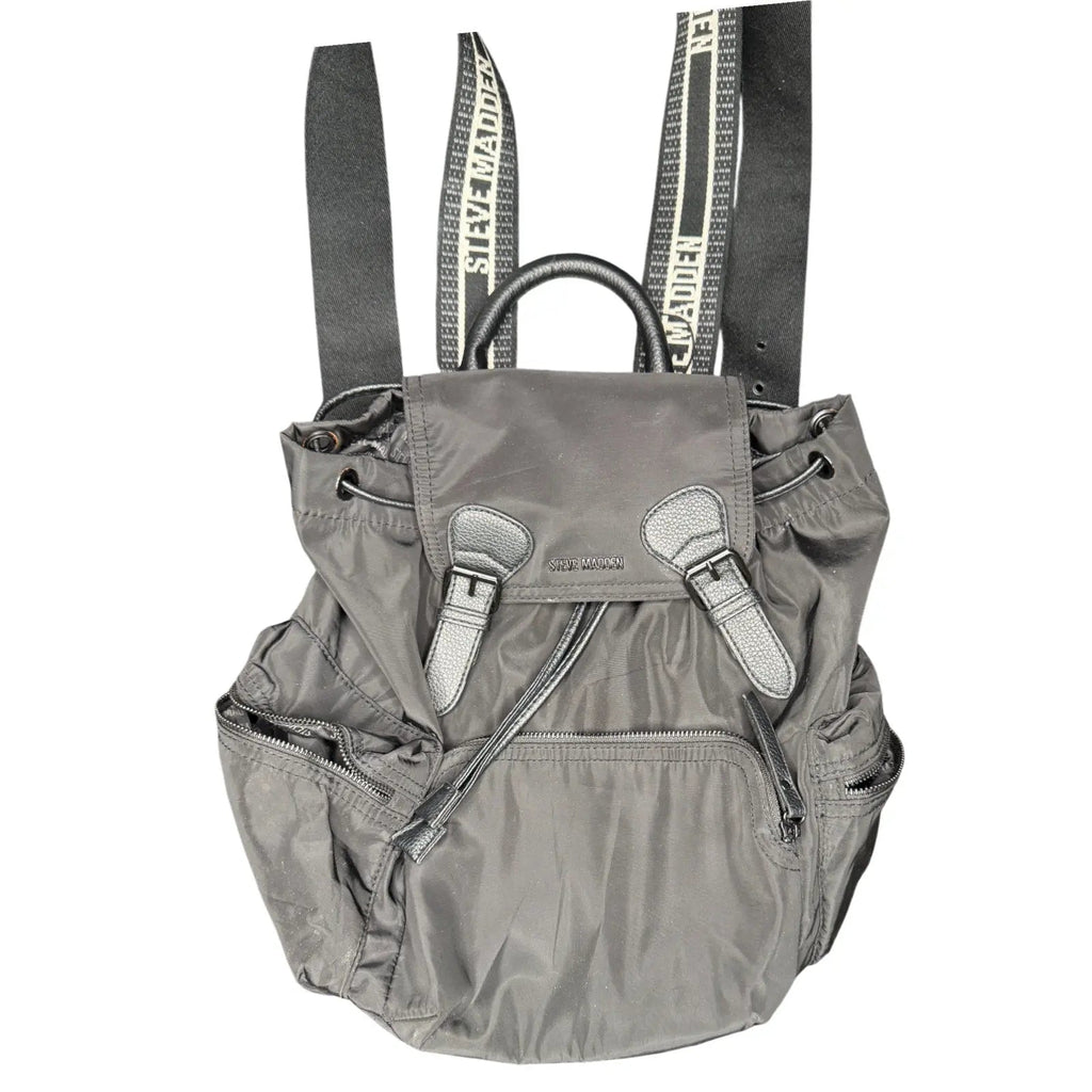 Steve Madden Black Nylon Backpack with Logo Straps Steve Madden