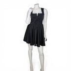 Black Sleeveless Lace Trim Corset Mini Dress Retro Stage