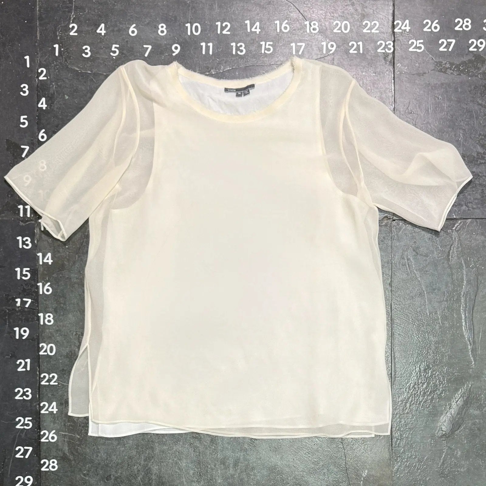 Vince Women's Short Sleeve Sheer Overlay - O.M.T.HRIFT