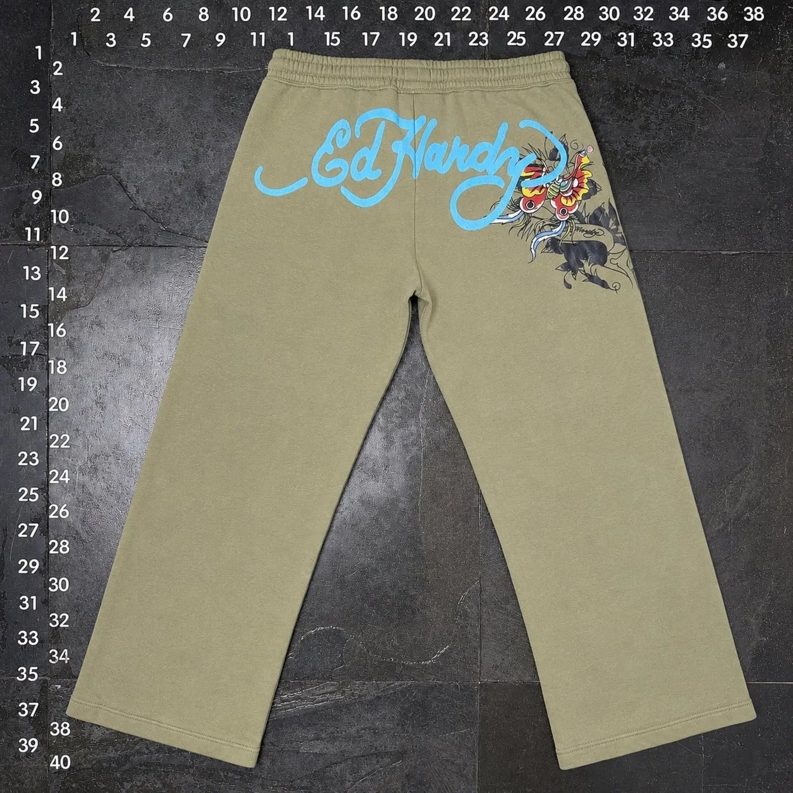 Ed Hardy Graphic Sweatpants Olive Green Size L Ed Hardy