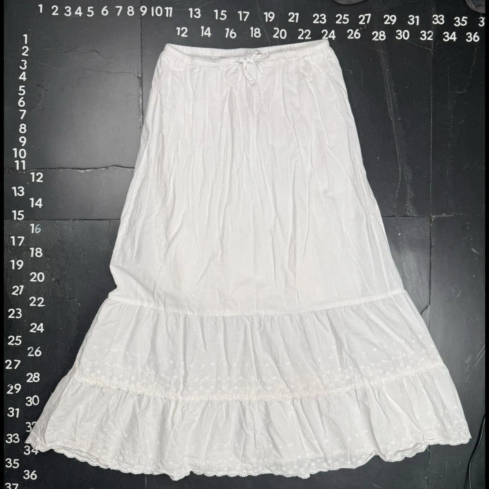 Brandy Melville White Izzy Tiered Eyelet Maxi Skirt One Size Brandy Melville