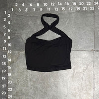 SHEIN Women's Black Cross Halter Neck Crop Tank Top