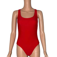 Classic Red Scoop Neck Low Back One Piece Swimsuit Unbranded