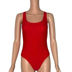 Classic Red Scoop Neck Low Back One Piece Swimsuit Unbranded