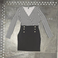 SHEIN Houndstooth Print Surplice Neck - O.M.T.HRIFT