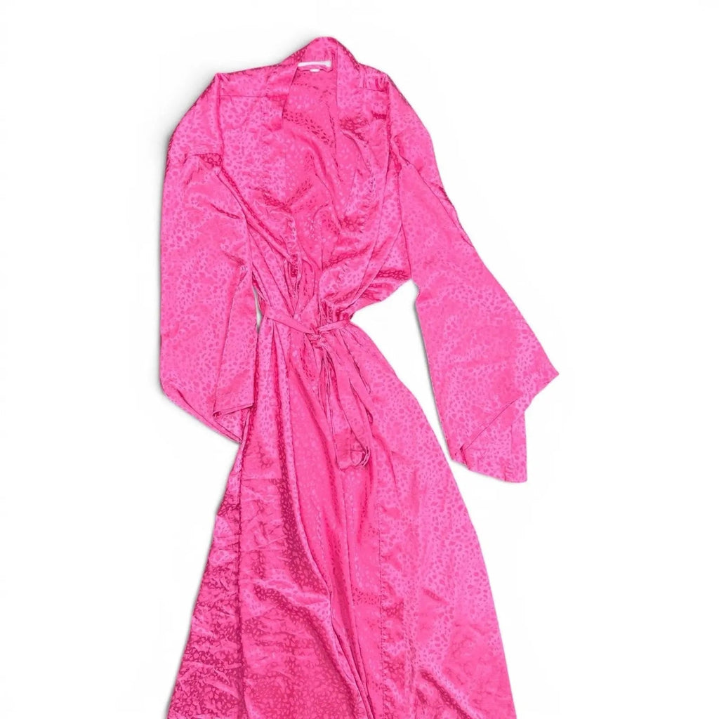 INC International Concepts Intimates Pink Animal Print Satin Long Robe Size S INC International Concepts