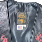 Vintage Gypsy Leathers Fringe Biker Vest, Red Rose Embroidery - Made in USA gypsy leathers