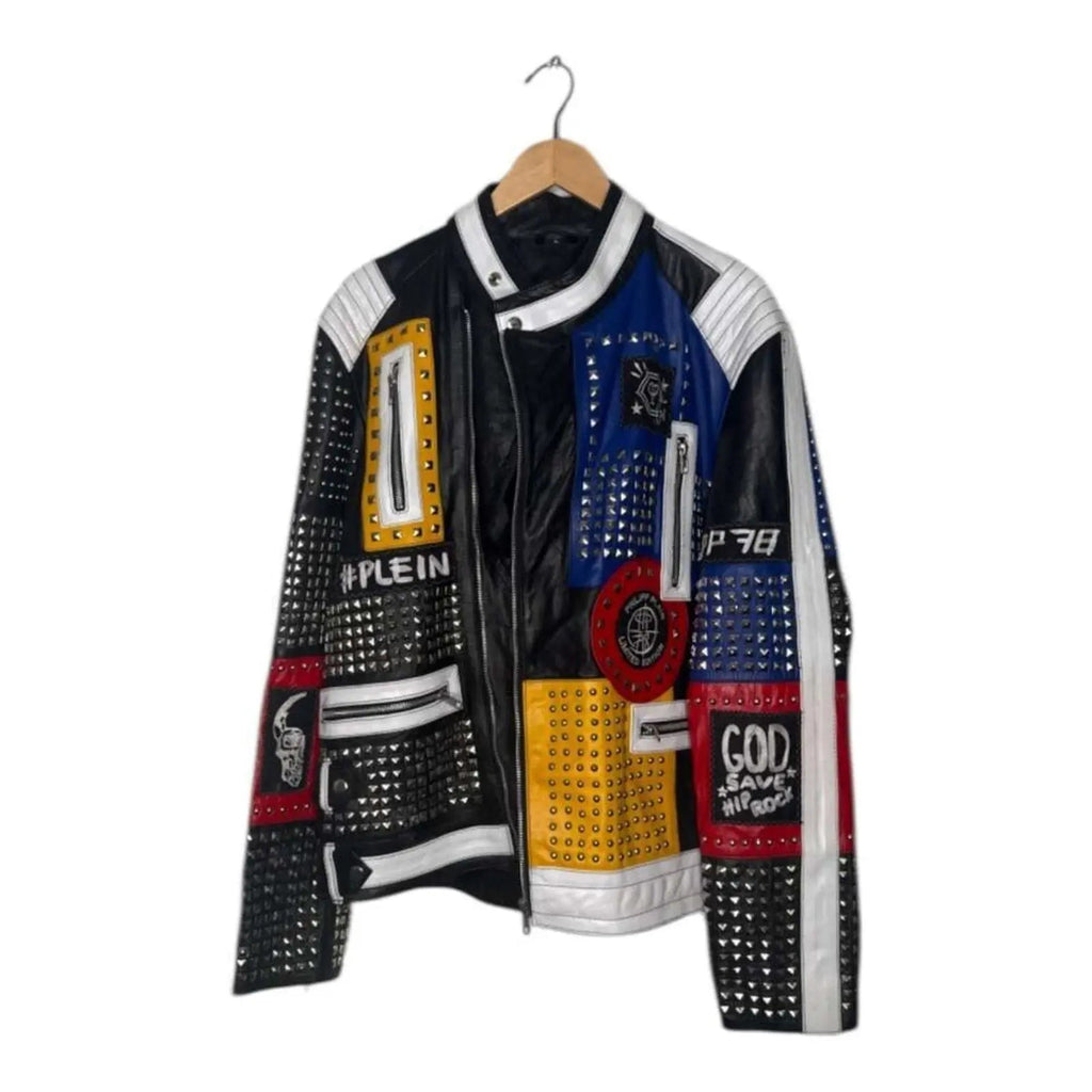 Hand Crafted Multi Color Silver Studded Genuine Leather ..., $470* Philipp Plein
