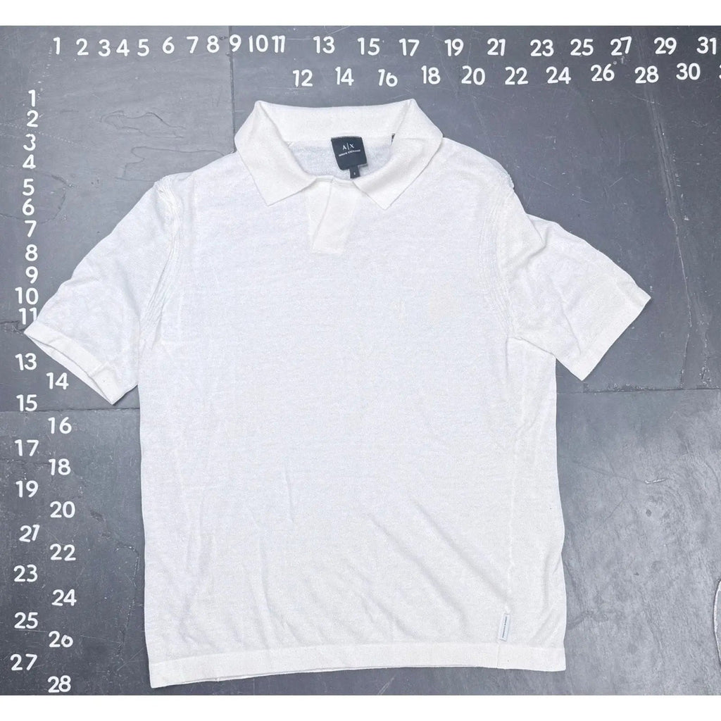 Armani Exchange White Knit Short Sleeve Polo Shirt Size S Armani Exchange