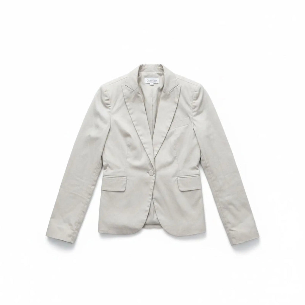 Calvin Klein Women's Beige Cotton Blend Blazer Size 0 Calvin Klein