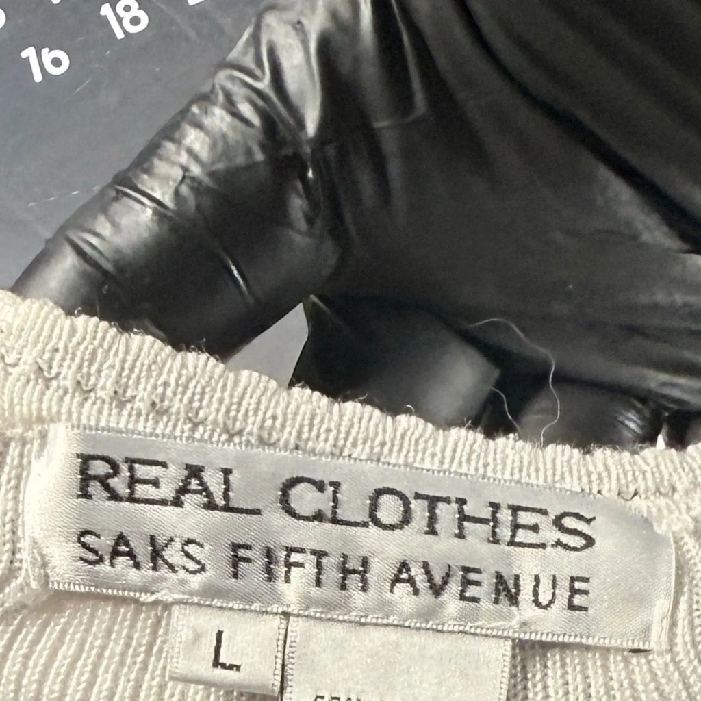 Real Clothes Saks Fifth Avenue White Ribbed Knit Sleeveless Tank Top Size L Real Clothes Saks Fifth Avenue
