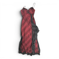 De Laru Collection Vintage Red & Black Mesh Overlay Ruffle Maxi Dress Size 5/6
