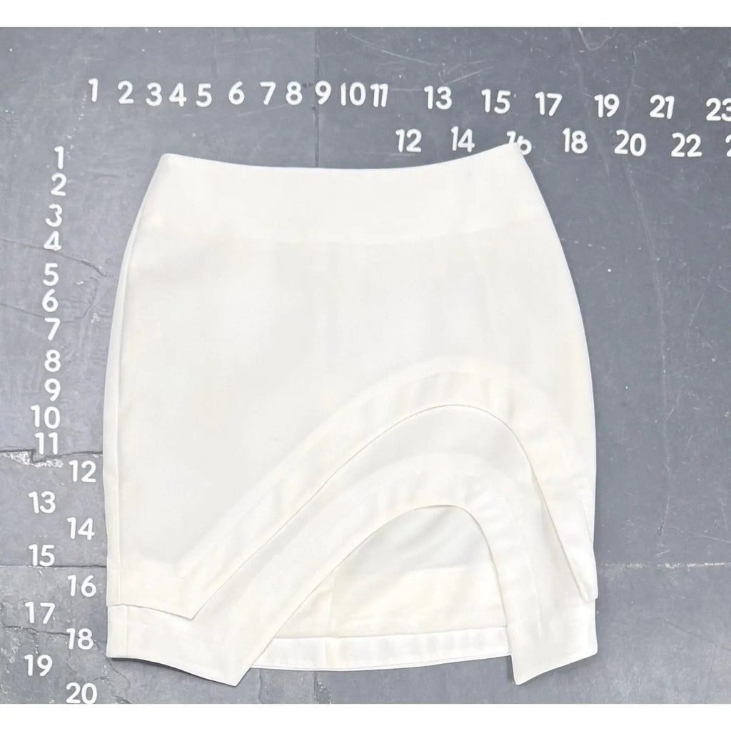 Arynk White Layered Curved Hem Mini Skirt Size M Arynk
