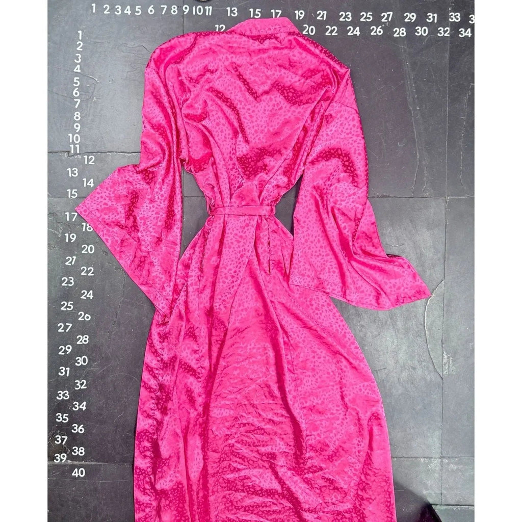 INC International Concepts Intimates Pink Animal Print Satin Long Robe Size S INC International Concepts