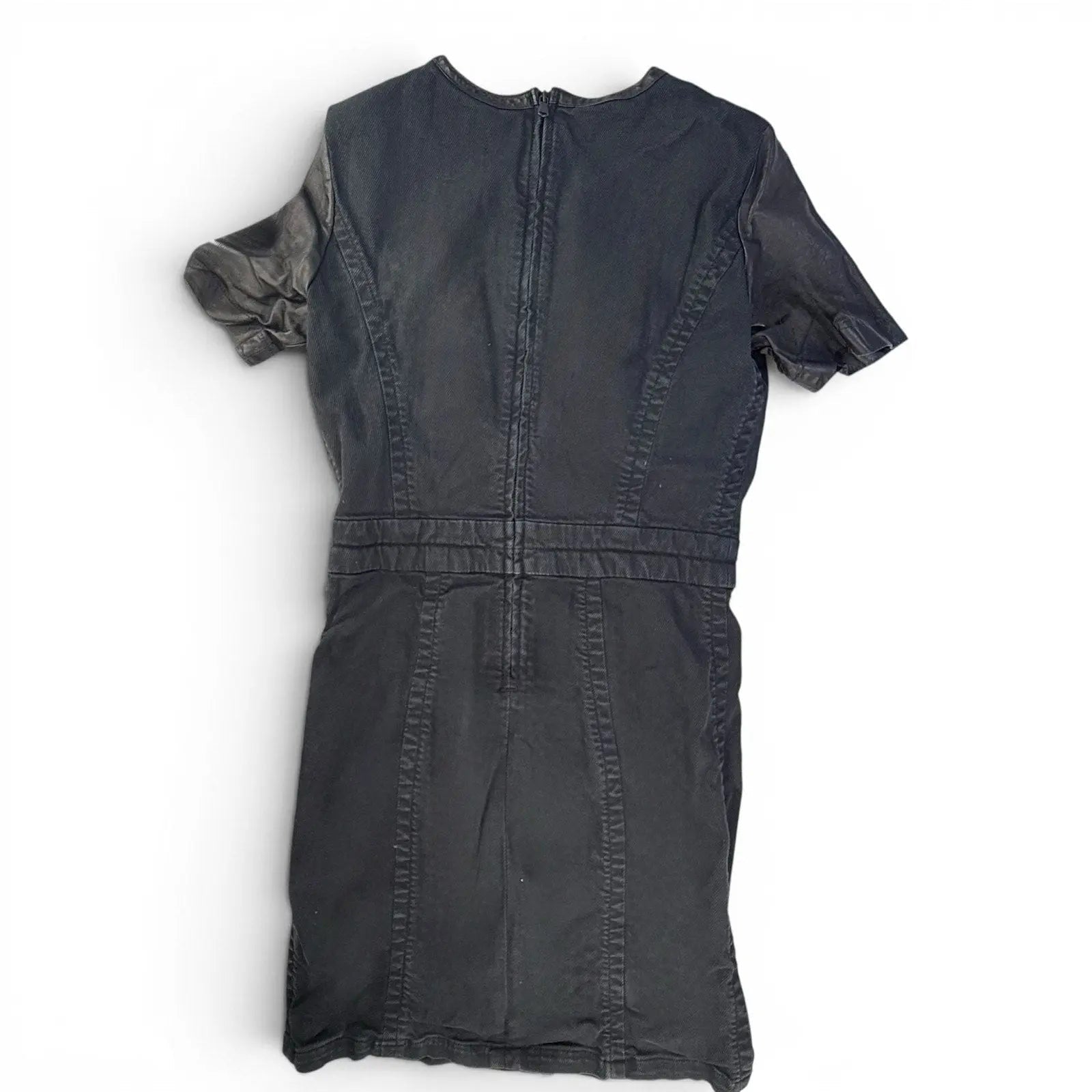 Marc by Marc Jacobs Leather Sleeve Denim Mini Dress Size 0 Marc by Marc Jacobs