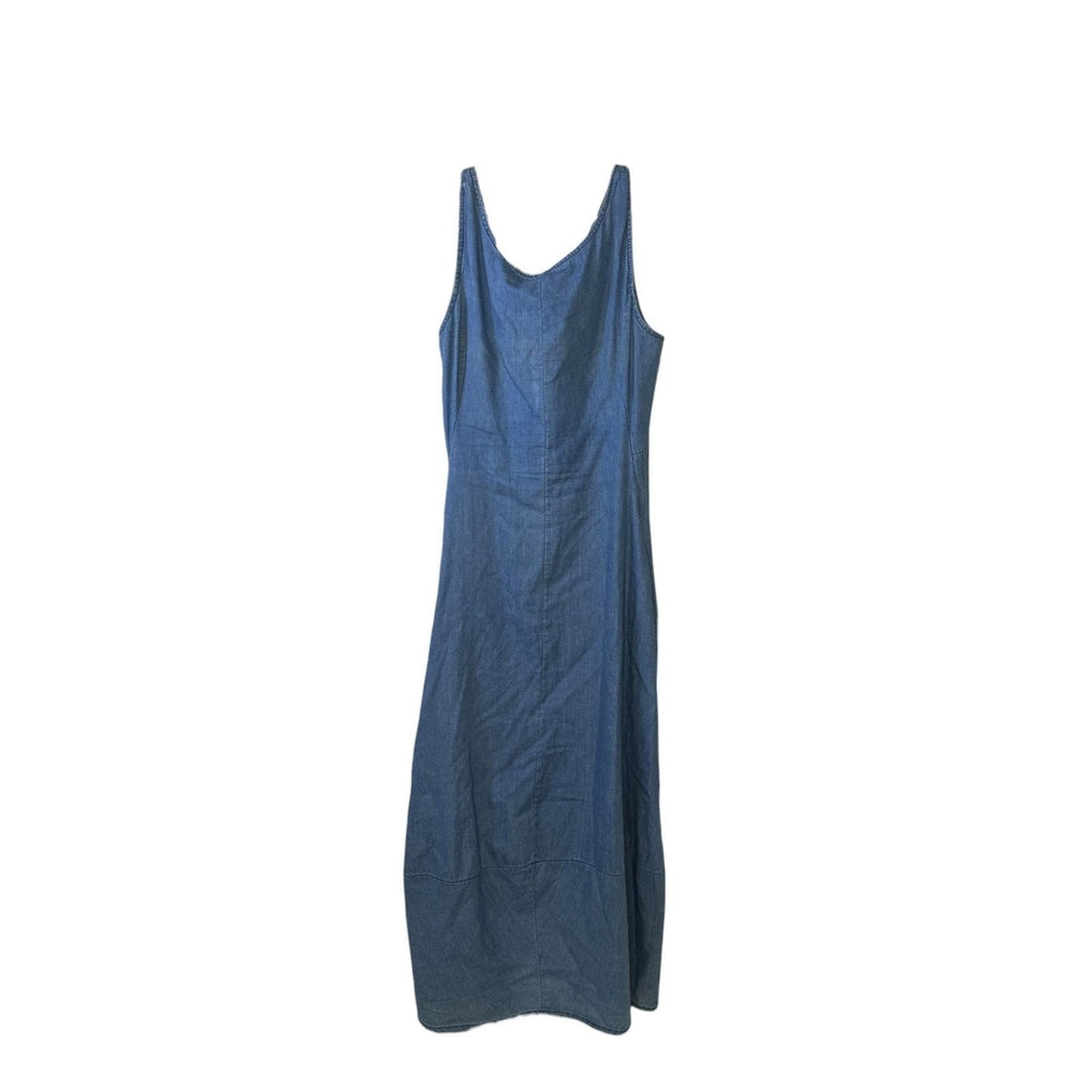 Rosarosae Made In Italy Blue Denim Sleeveless Maxi A-Line Dress rosarosae