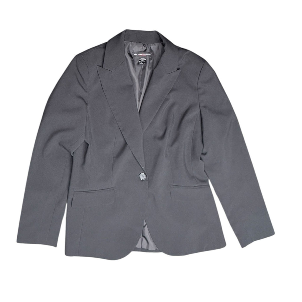 New York & Company Women's Black One-Button Stretch Blazer Size 12