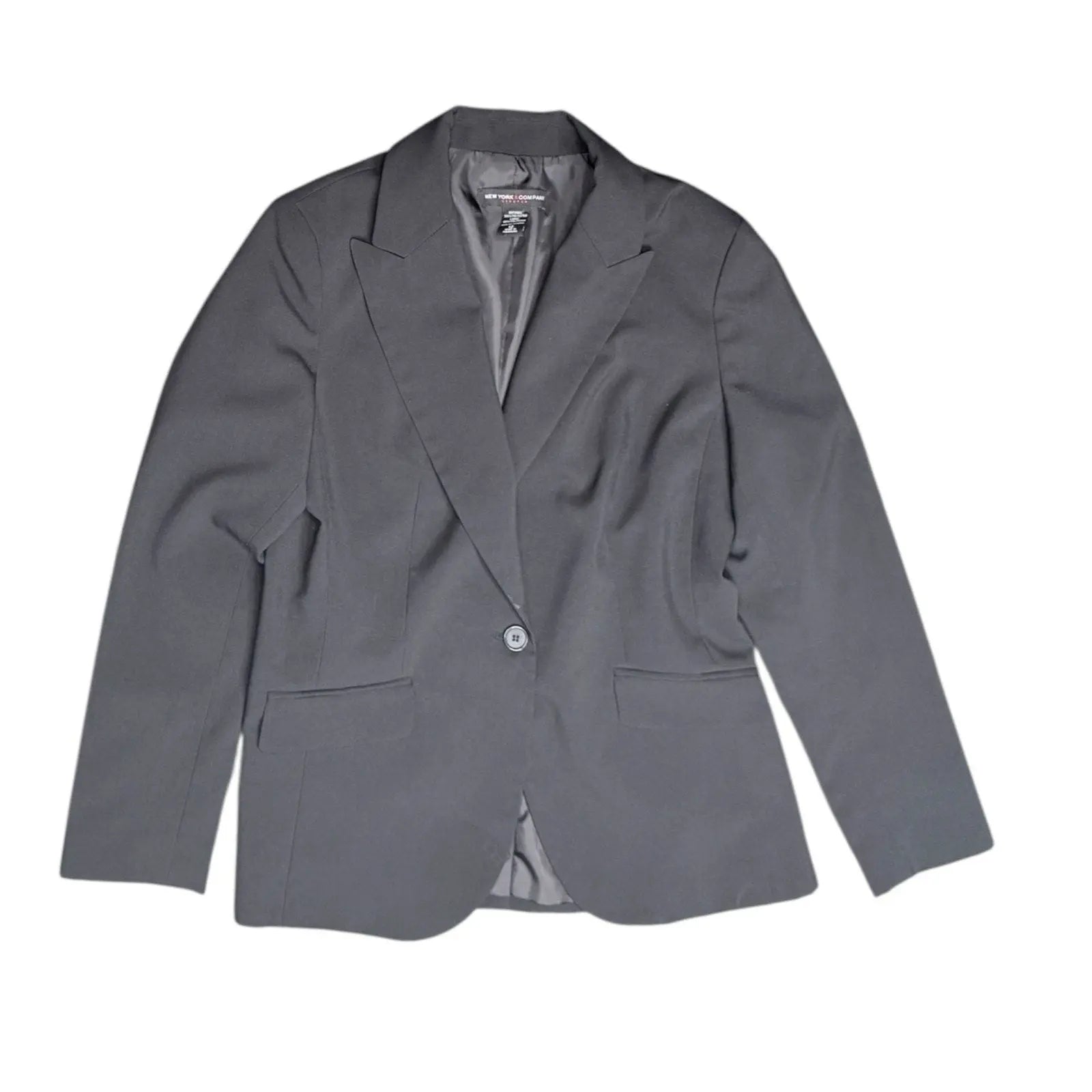 New York & Company Women's Black One-Button Stretch Blazer Size 12 New York & Company