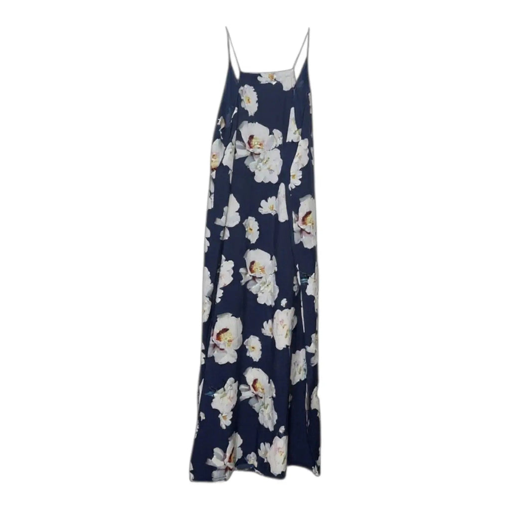 Eliane Rose Navy Blue Floral Maxi Dress with Spaghetti Straps giving blooms foundation