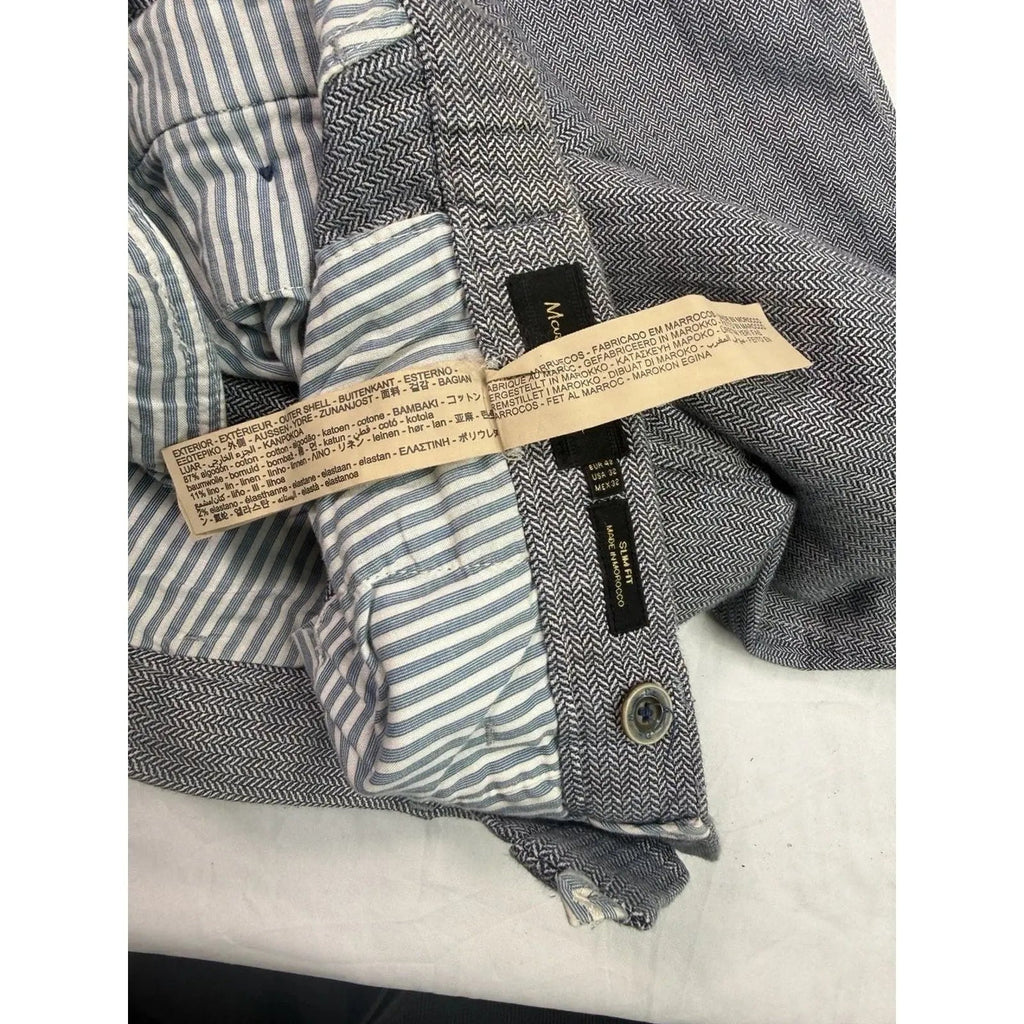 Massimo Dutti Gray Herringbone Slim Fit Chino Trousers size 32 Massimo Dutti