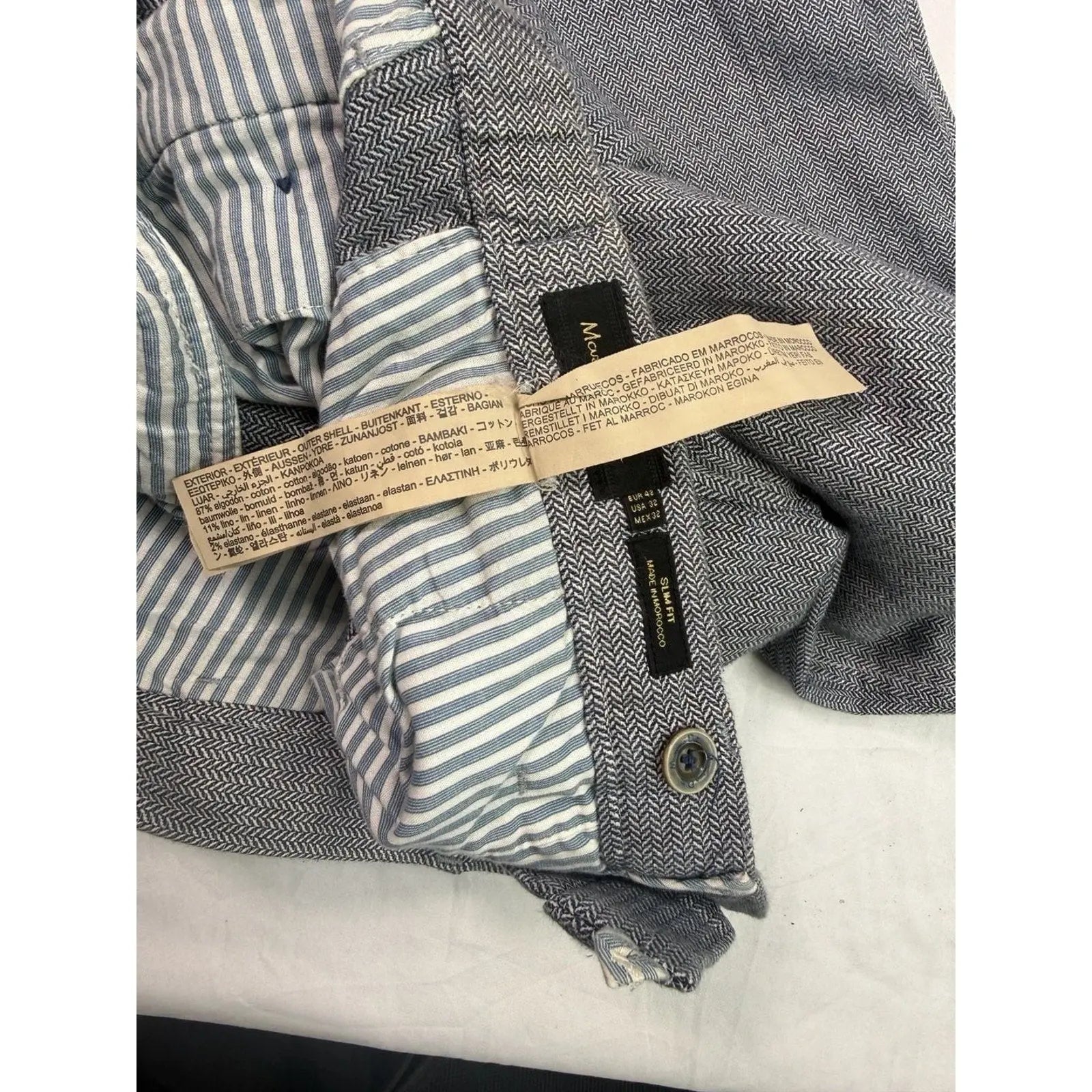 Massimo Dutti Gray Herringbone Slim Fit Chino Trousers size 32 Massimo Dutti