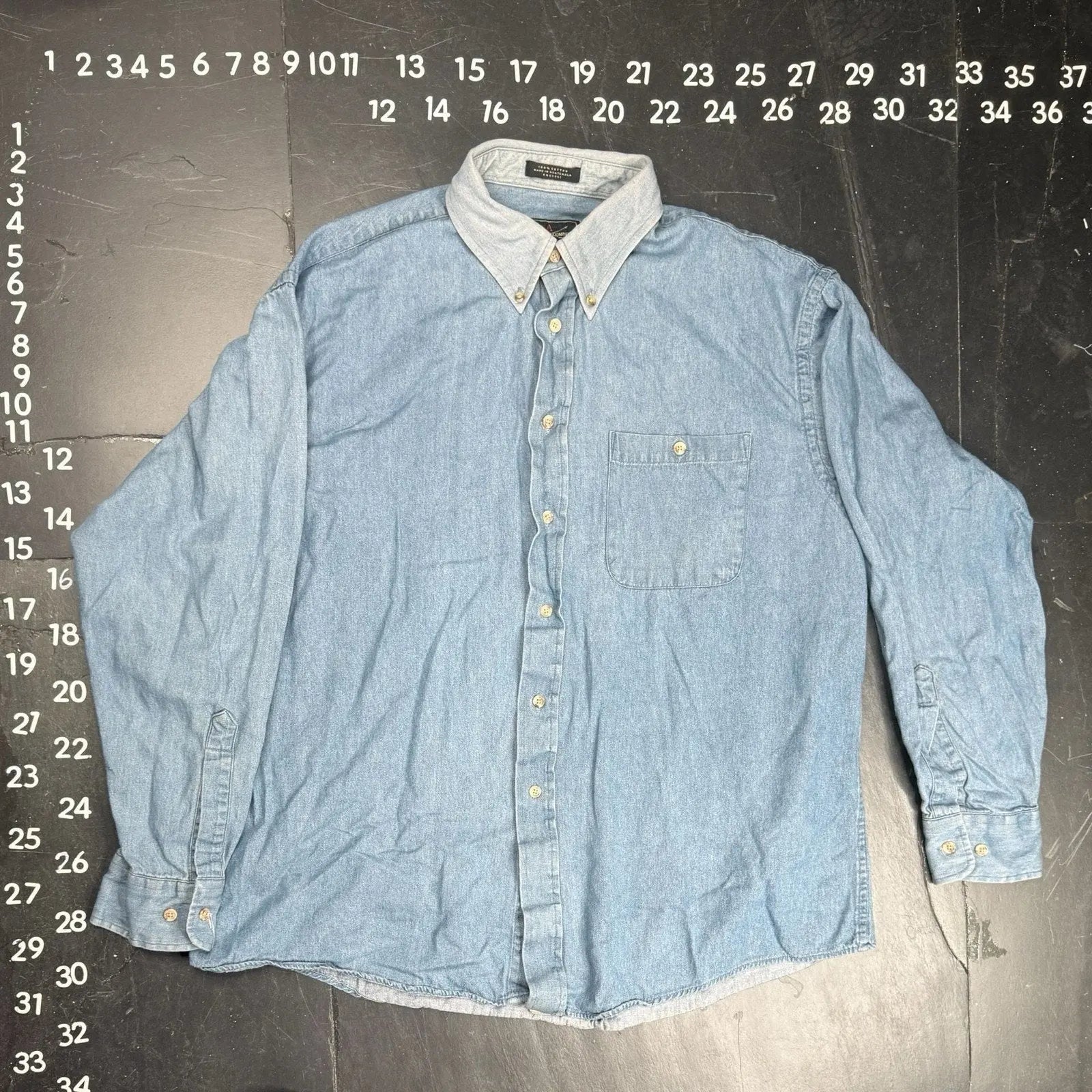 The Arrow Company Pastime Denim Button Down Shirt Size 17 34/35 The Arrow Company