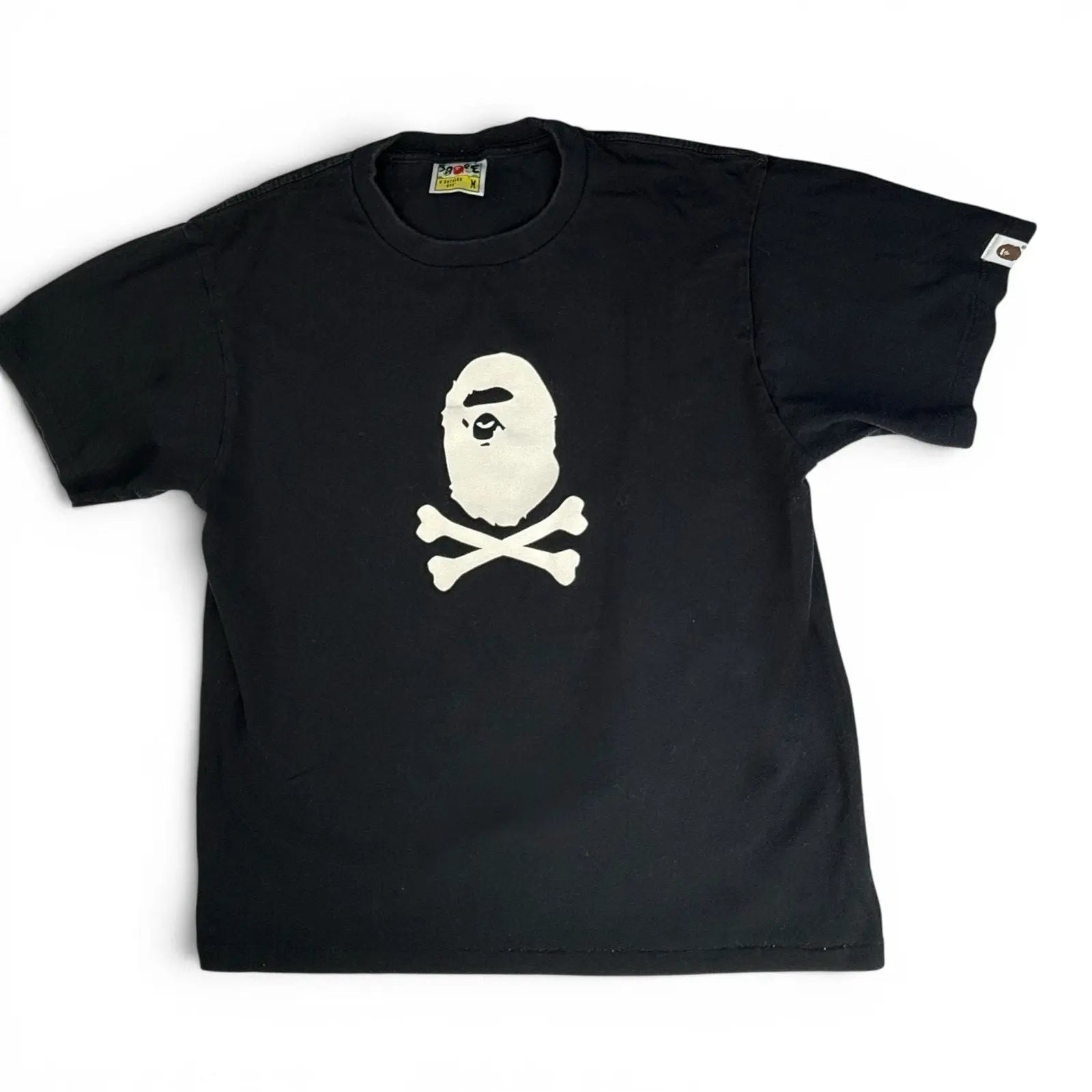 A Bathing Ape Black Skull & Crossbones Ape Head Tee Size M A Bathing Ape