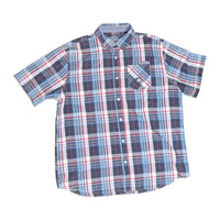 Parish Nation Men's 4XL Blue and Red Plaid Short Sleeve Button Down Shirt Parish Nation