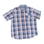 Parish Nation Men's 4XL Blue and Red Plaid Short Sleeve Button Down Shirt Parish Nation