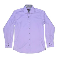 Absolute Rebellion Slim Fit Purple Dress Shirt with Paisley Contrast Collar giving blooms foundation