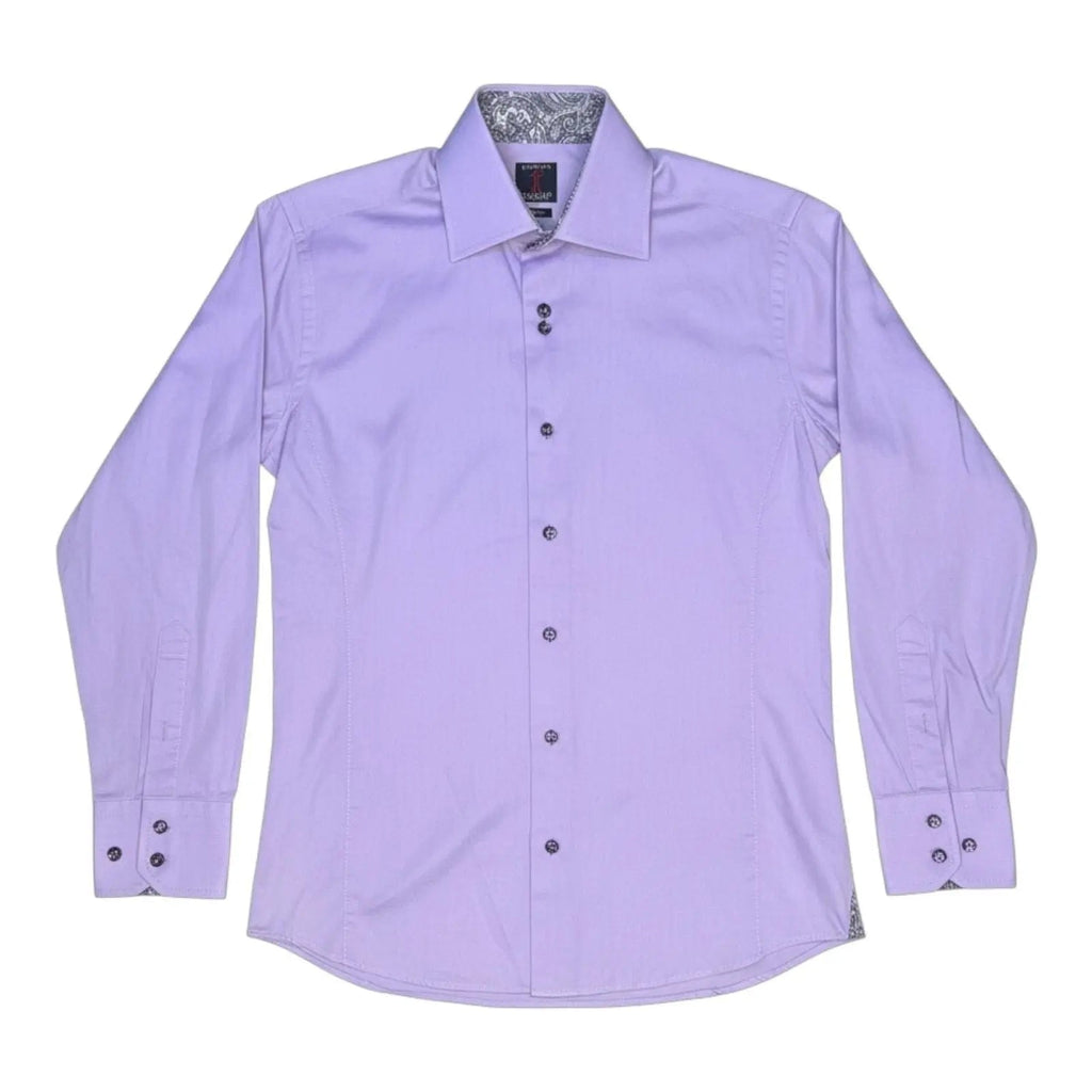 Absolute Rebellion Slim Fit Purple Dress Shirt with Paisley Contrast Collar giving blooms foundation